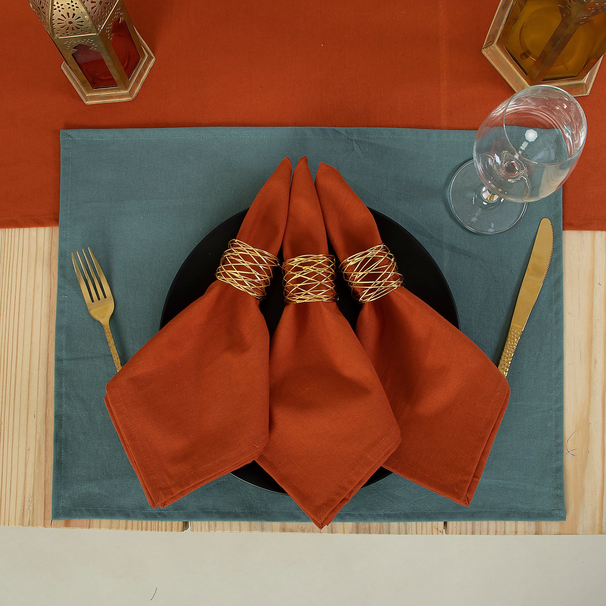 Solid Brown Pure Cotton Table Mats And Runners